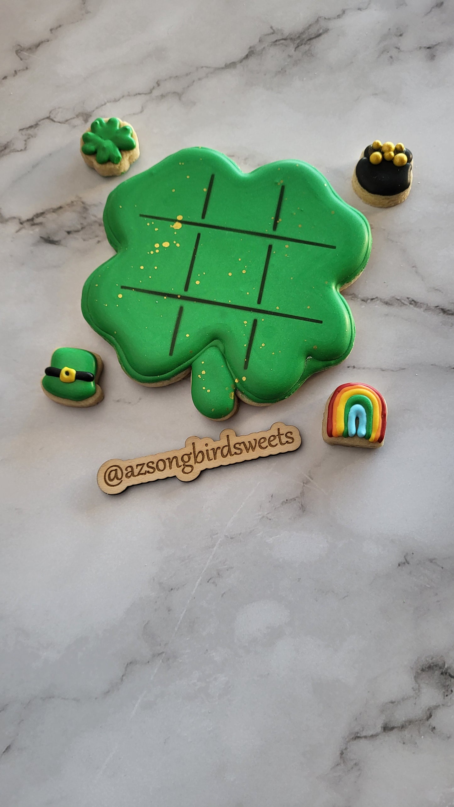 Tic Tac Toe Shamrock Cookie Cutter with mini cutters and stencil