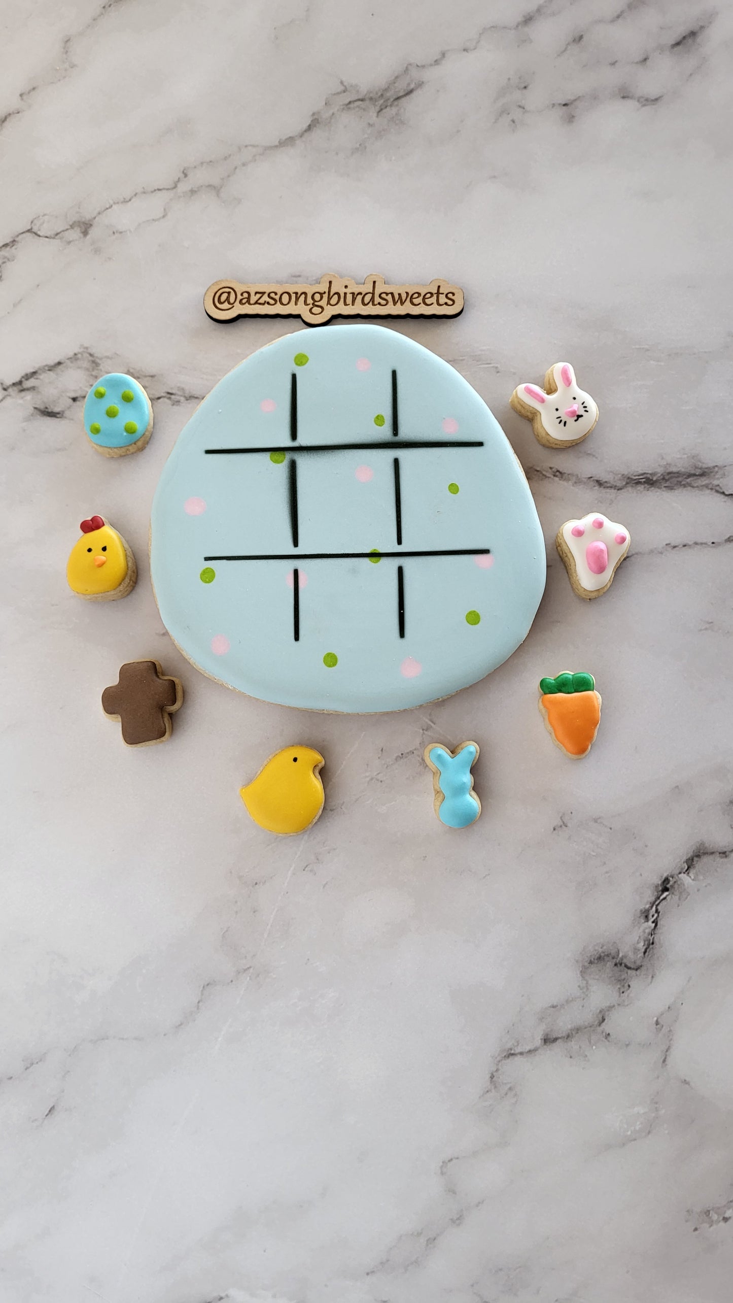 Tic Tac Toe Egg Cookie Cutter with mini cutters and stencil